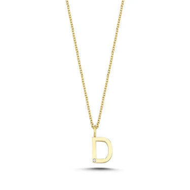 Bogstavvedhæng D m. 1 x 0,005 ct. W/SI 9,5 mm - 14 kt. Guld fra Nuran