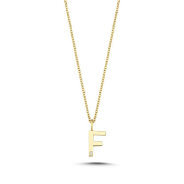 Bogstavvedhæng F m. 1 x 0,005 ct. W/SI 9,5 mm - 14 kt. Guld fra Nuran