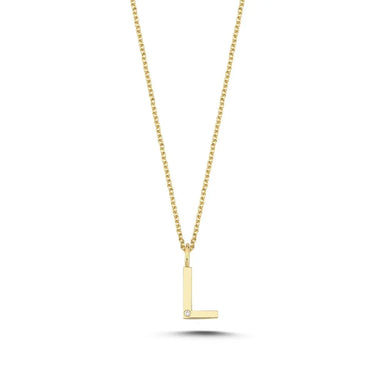 Bogstavvedhæng L m. 1 x 0,005 ct. W/SI 9,5 mm - 14 kt. Guld fra Nuran