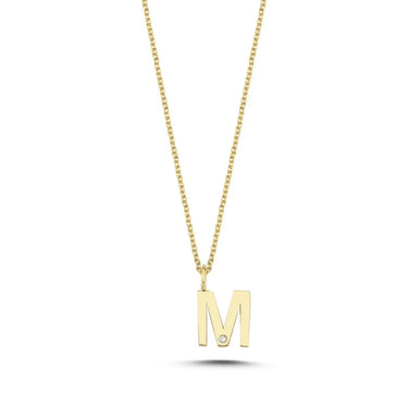 Bogstavvedhæng M m. 1 x 0,005 ct. W/SI 9,5 mm - 14 kt. Guld fra Nuran
