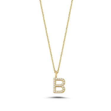 Bogstavvedhæng B m. 26 x 0,005 ct. W/SI 9,5 mm. - 14 kt. Guld fra Nuran