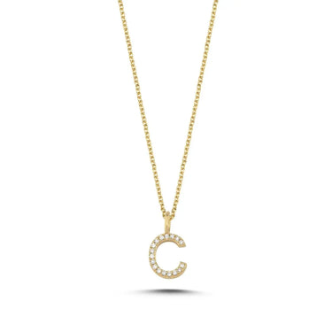 Bogstavvedhæng C m. 17 x 0,005 ct. W/SI 9,5 mm. - 14 kt. Guld fra Nuran