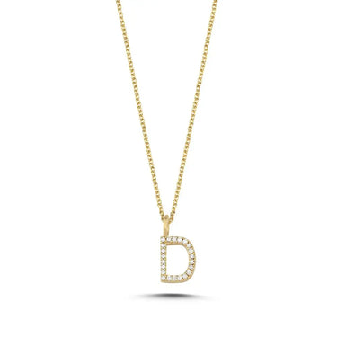 Bogstavvedhæng D m. 22 x 0,005 ct. W/SI 9,5 mm. - 14 kt. Guld fra Nuran