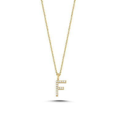 Bogstavvedhæng F m. 15 x 0,005 ct. W/SI 9,5 mm. - 14 kt. Guld fra Nuran