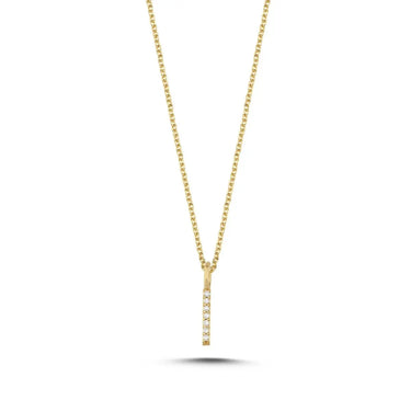Bogstavvedhæng I m. 7 x 0,005 ct. W/SI 9,5 mm. - 14 kt. Guld fra Nuran