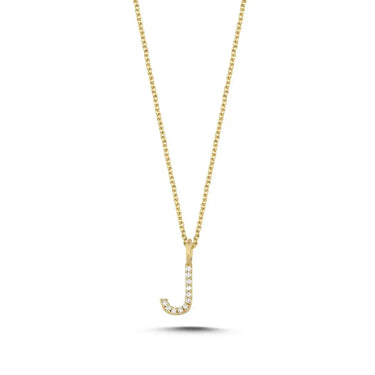 Bogstavvedhæng J m. 11 x 0,005 ct. W/SI 9,5 mm. - 14 kt. Guld fra Nuran