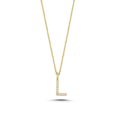Bogstavvedhæng L m. 12 x 0,005 ct. W/SI 9,5 mm. - 14 kt. Guld fra Nuran