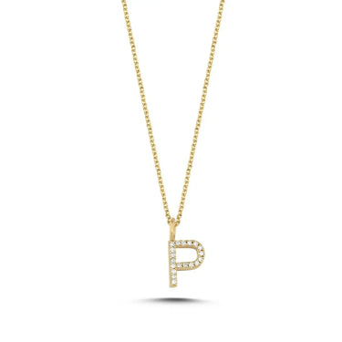 Bogstavvedhæng P m. 19 x 0,005 ct. W/SI 9,5 mm. - 14 kt. Guld fra Nuran