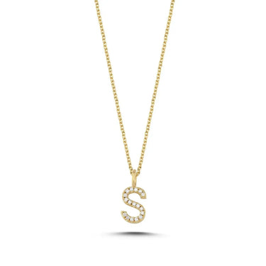 Bogstavvedhæng S m. 17 x 0,005 ct. W/SI 9,5 mm. - 14 kt. Guld fra Nuran