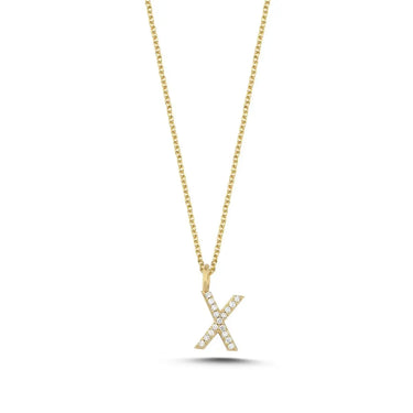 Bogstavvedhæng X m. 17 x 0,005 ct. W/SI 9,5 mm. - 14 kt. Guld fra Nuran