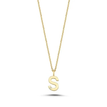 Bogstavvedhæng S m. 1 x 0,005 ct. W/SI 9,5 mm - 14 kt. Guld fra Nuran