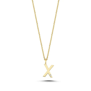 Bogstavvedhæng X m. 1 x 0,005 ct. W/SI 9,5 mm - 14 kt. Guld fra Nuran