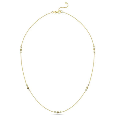 Champagne Halskæde m. 5x0,03 ct. champagne + 10x0,02 ct. W/SI - 14 kt. Guld fra Nuran