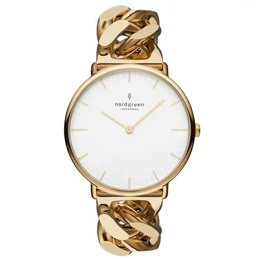 Native // White Dial // Gold Chain Watch Strap fra Nordgreen