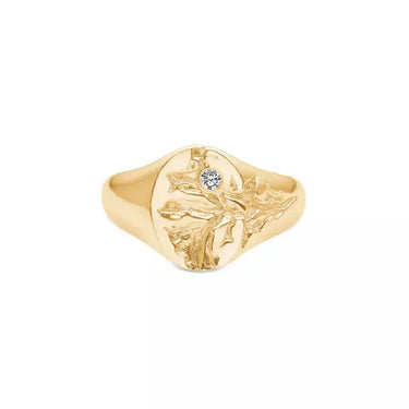 IX Mini Oval Nature Signet Ring - Forgyldt fra Ix Studios