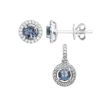 Princess Topas Sæt m. Vedhæng & Ørestikker - 14 kt. Hvidguld fra Fine Essentials by Plaza