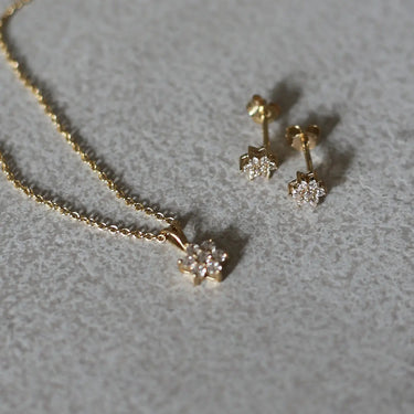 Sparkle Star Sæt m. Halskæde & Øreringe - 8 kt. Guld fra Gold Essentials by Plaza