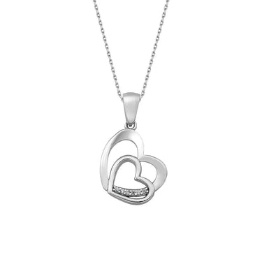 Duo heart halskæde - Sølv fra Silver Essentials by Plaza