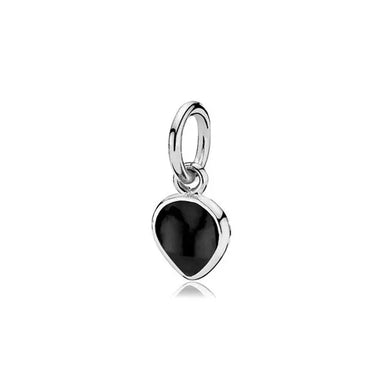 Vedhæng dråbe med black onyx fluorit - Sølv fra Izabel Camille