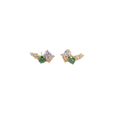 Colorbomb Ørestikker - Forgyldt/Gøn fra Lush Lush Jewelry
