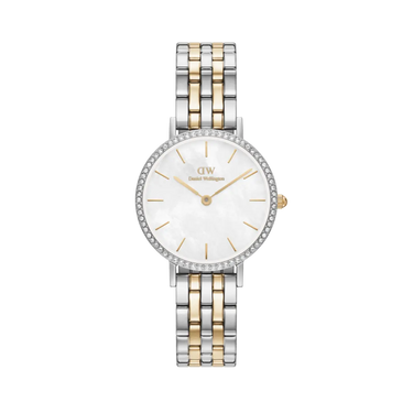Petite Lumine Bezel 5-Link 28 mm - Two-Tone/Perlemor fra Daniel Wellington