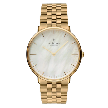 NativeR // 28mm // Gold // Gold 5-Link // Mother of Pearl Di fra Nordgreen