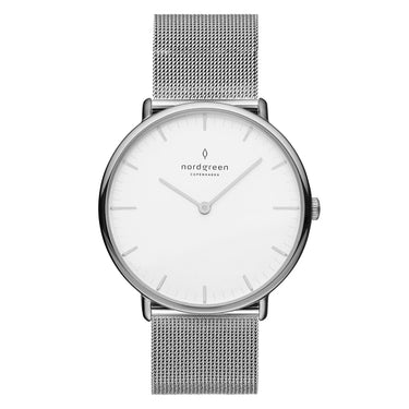 NativeR // 32mm // Silver // Silver Mesh // White Dial fra Nordgreen