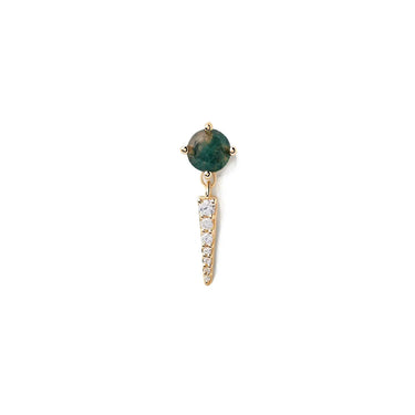 Yoki Moss Agate Single ørering - Forgyldt fra PDPAOLA