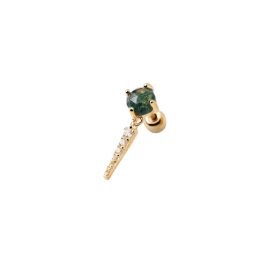 Yoki Moss Agate Single ørering - Forgyldt fra PDPAOLA