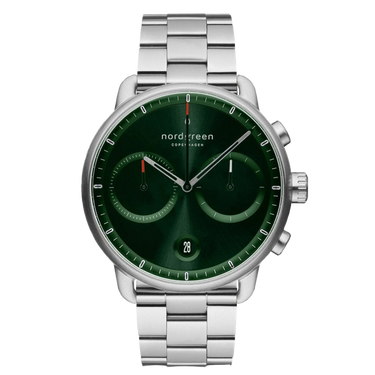 Pioneer // 42mm // Silver // Silver 3-Link // Green Sunray D fra Nordgreen