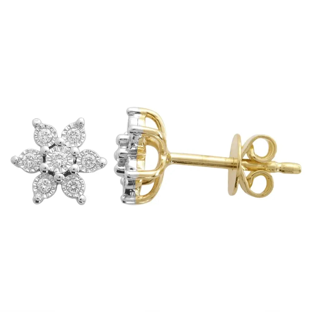 Star flora ørestikker 0,10 ct - 14 kt. fra Fine Essentials by Plaza