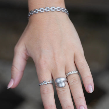 Ocean Flow Duo Ring - Sølv fra Bybiehl