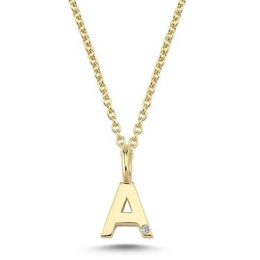 Bogstavvedhæng A m. 1 x 0,005 ct. W/SI 6,5 mm. - 14 kt. Guld fra Nuran