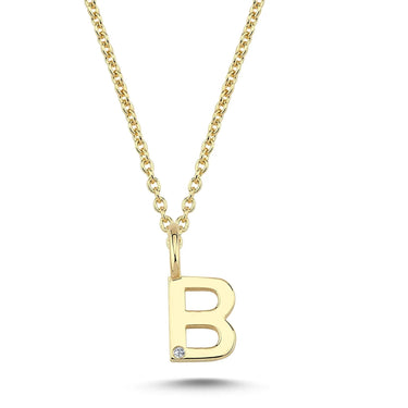 Bogstavvedhæng B m. 1 x 0,005 ct. W/SI 6,5 mm. - 14 kt. Guld fra Nuran