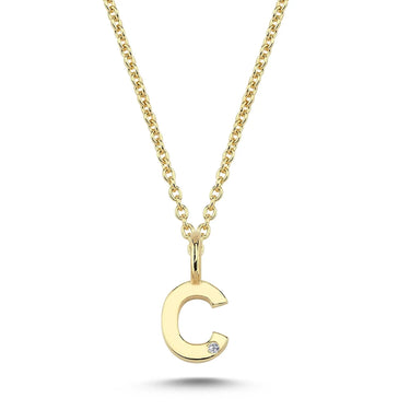 Bogstavvedhæng C m. 1 x 0,005 ct. W/SI 6,5 mm. - 14 kt. Guld fra Nuran