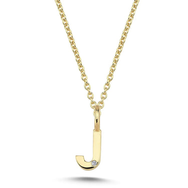 Bogstavvedhæng J m. 1 x 0,005 ct. W/SI 6,5 mm. - 14 kt. Guld fra Nuran