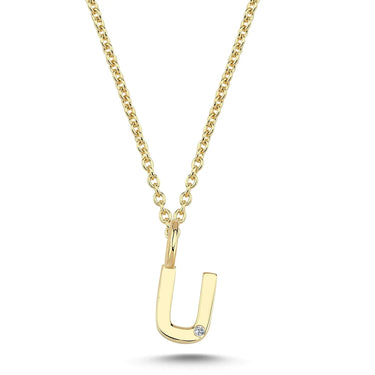Bogstavvedhæng U m. 1 x 0,005 ct. W/SI 6,5 mm. - 14 kt. Guld fra Nuran