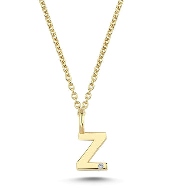 Bogstavvedhæng Z m. 1 x 0,005 ct. W/SI 6,5 mm. - 14 kt. Guld fra Nuran