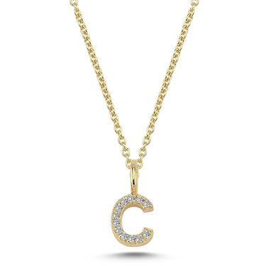 Bogstavvedhæng C m. 12 x 0,005 ct. W/SI 6,5 mm. - 14 kt. Guld fra Nuran