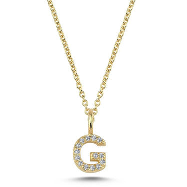 Bogstavvedhæng G m. 14 x 0,005 ct. W/SI 6,5 mm. - 14 kt. Guld fra Nuran