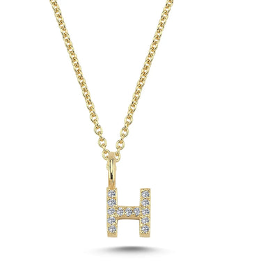 Bogstavvedhæng H m. 13 x 0,005 ct. W/SI 6,5 mm. - 14 kt. Guld fra Nuran