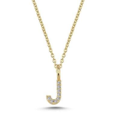 Bogstavvedhæng J m. 8 x 0,005 ct. W/SI 6,5 mm. - 14 kt. Guld fra Nuran