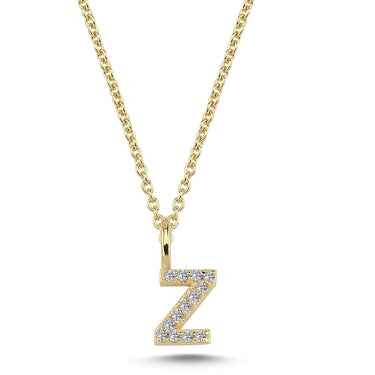 Bogstavvedhæng Z m. 13 x 0,005 ct. W/SI 6,5 mm. - 14 kt. Guld fra Nuran