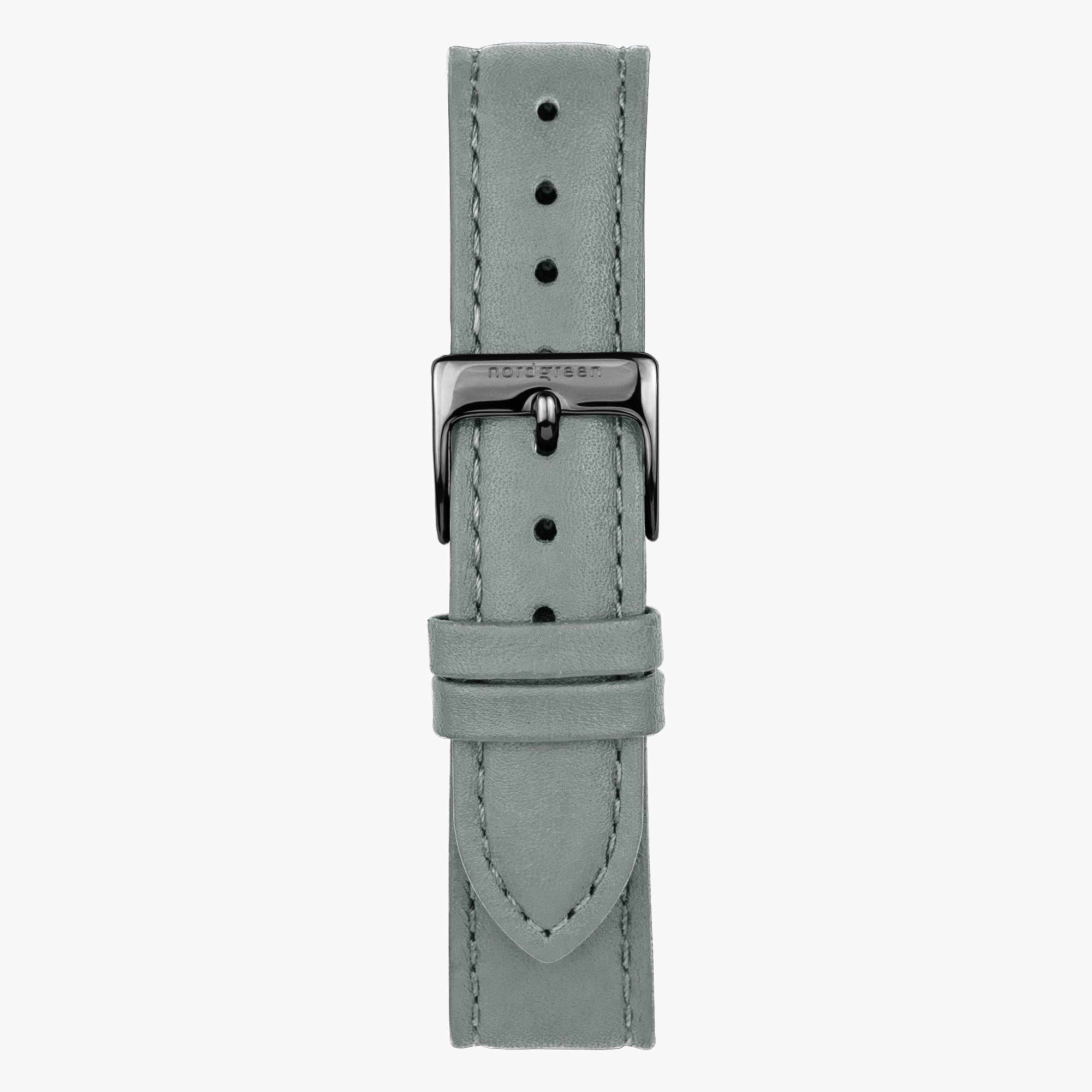 ST18BRGMLEGR &amp;Læder urremme - grå med gun metal spænde - 18mm
