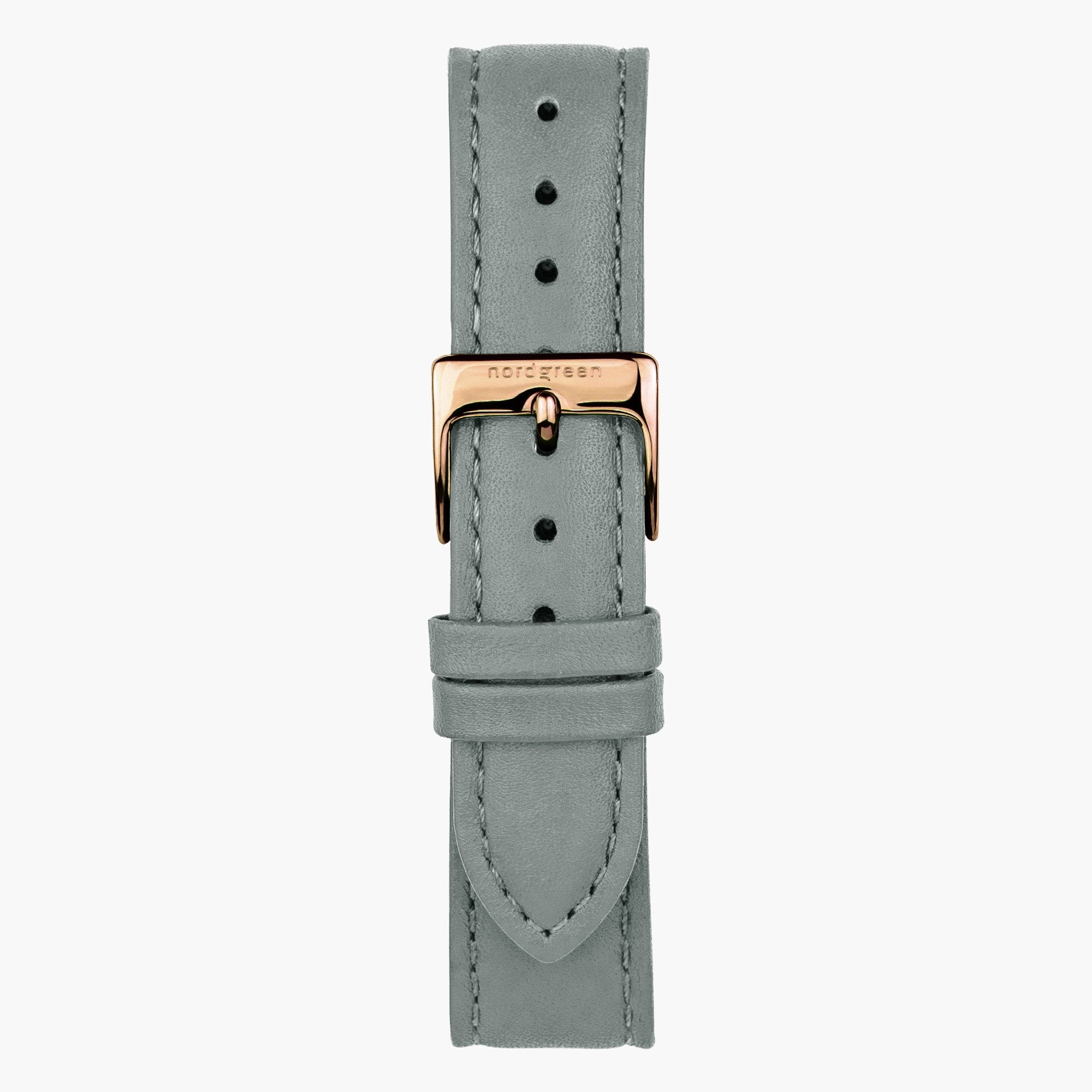 Grey Leather Watch Strap - Rose Gold - 28mm