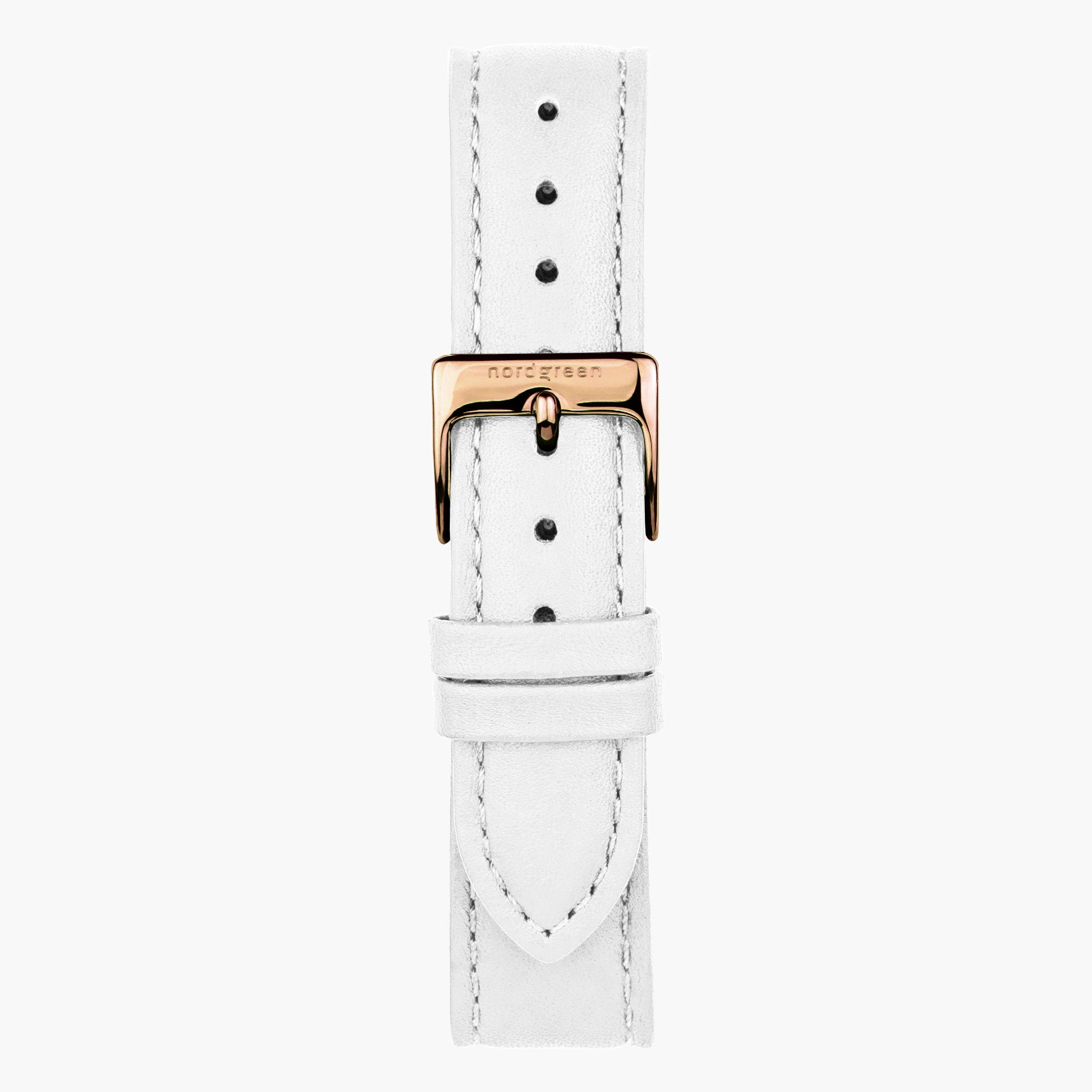 White Leather Watch Strap - Rose Gold - 36mm