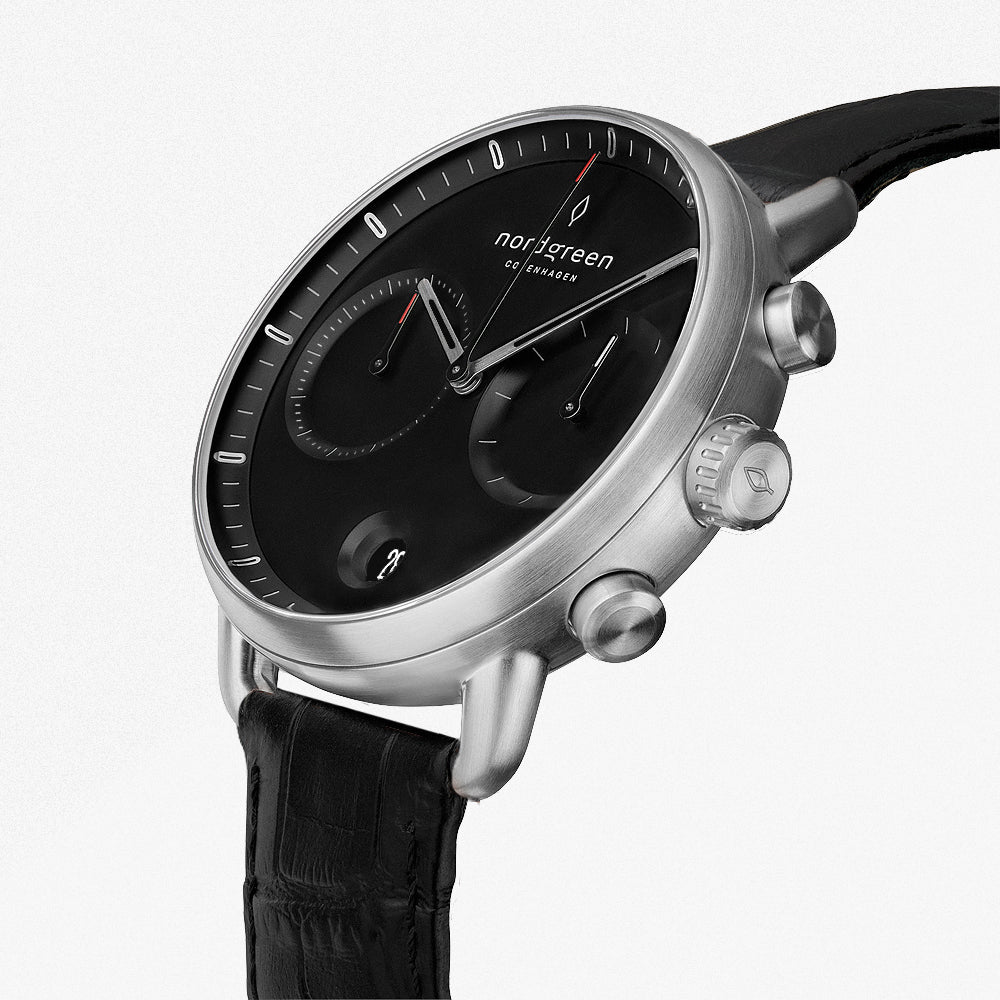 Pioneer - BUNDLE Black Dial Silver | Silver Mesh / Olive Green Nato / Black Leather Straps