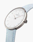 Light Blue Recycled Polyester Strap - Silver - 36mm