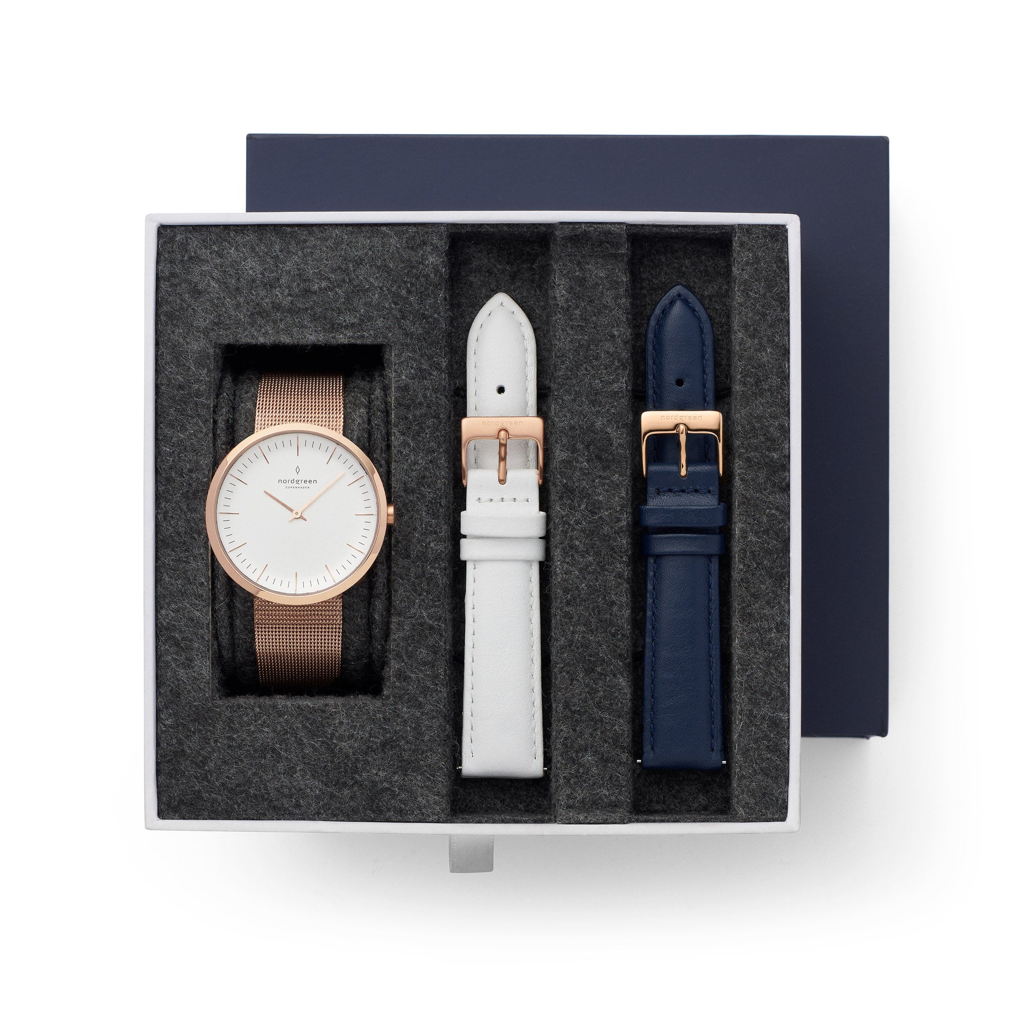 Infinity - BUNDLE White Dial Rose Gold White Dial | Mesh / White / Navy Straps