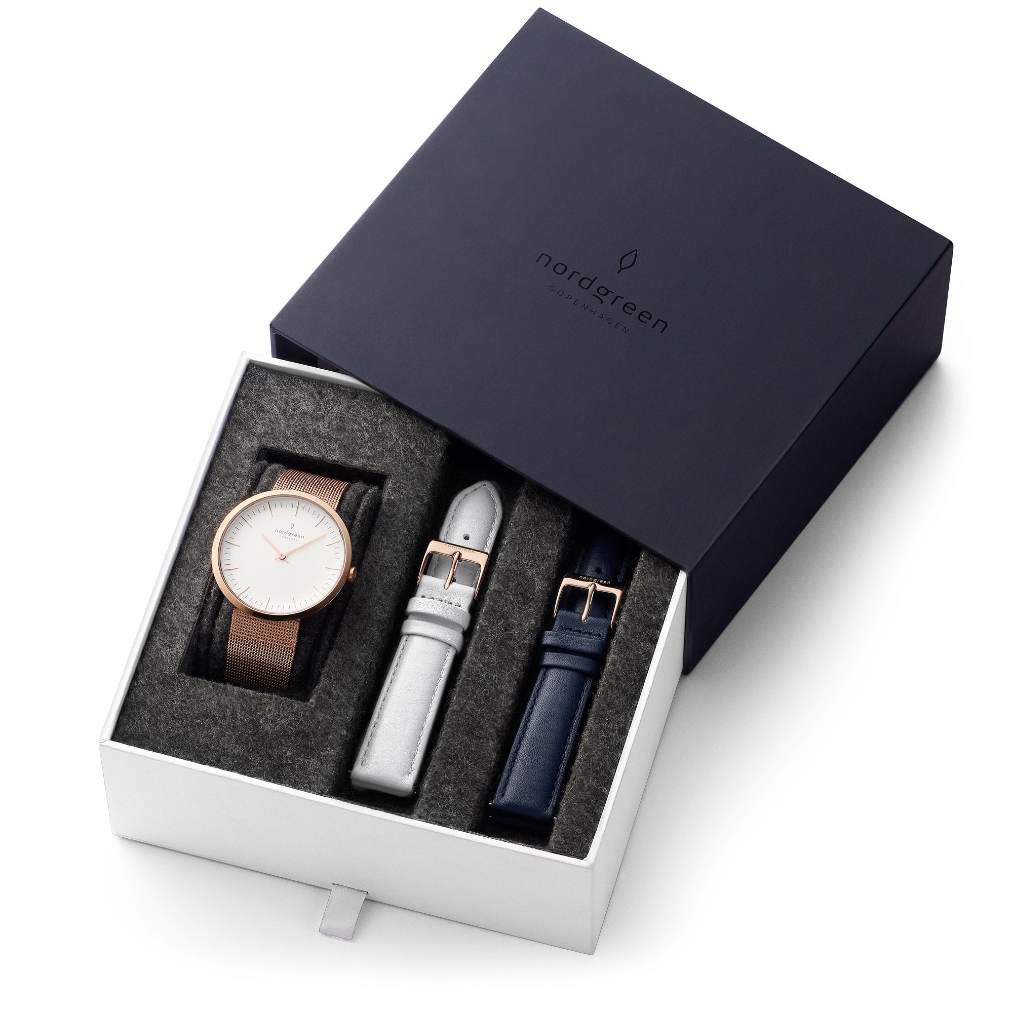 Infinity - BUNDLE White Dial Rose Gold White Dial | Mesh / White / Navy Straps